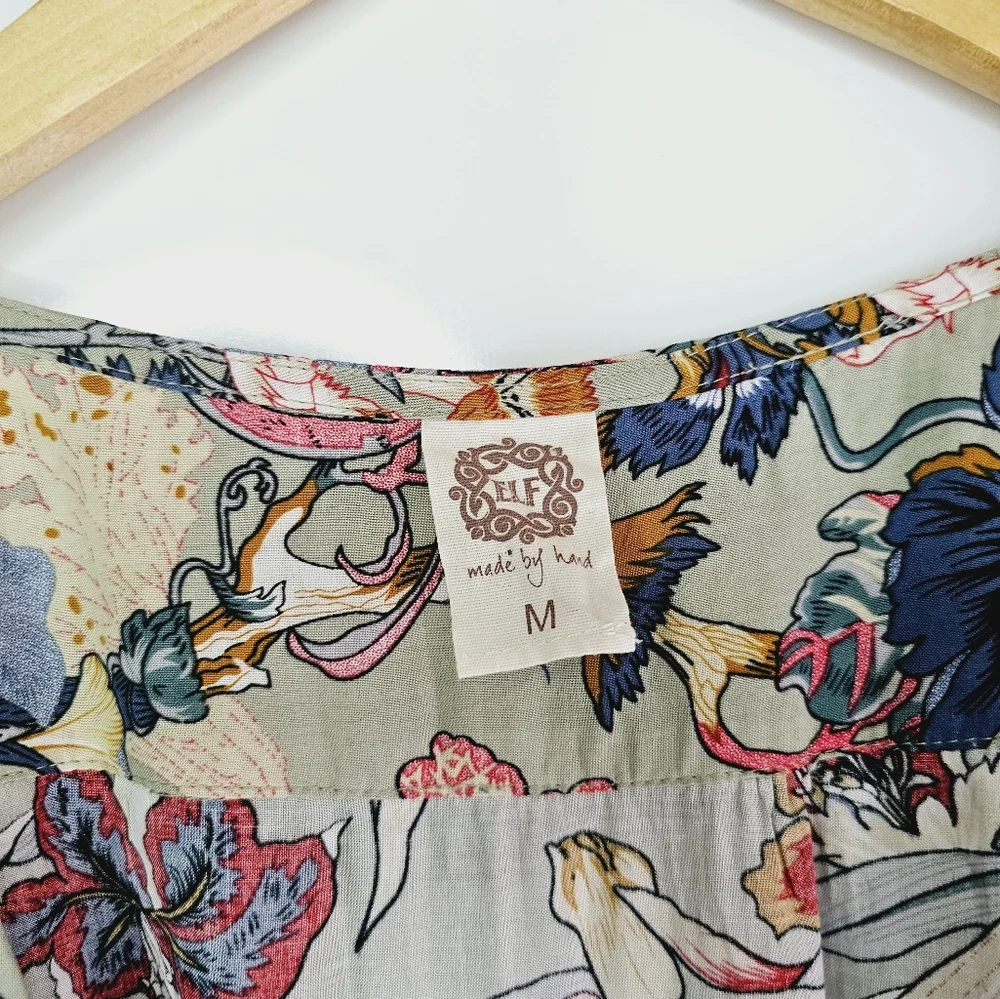 Carmen Wrap Maxi Dress by ELF Size M Gray Floral - Picture 5 of 9